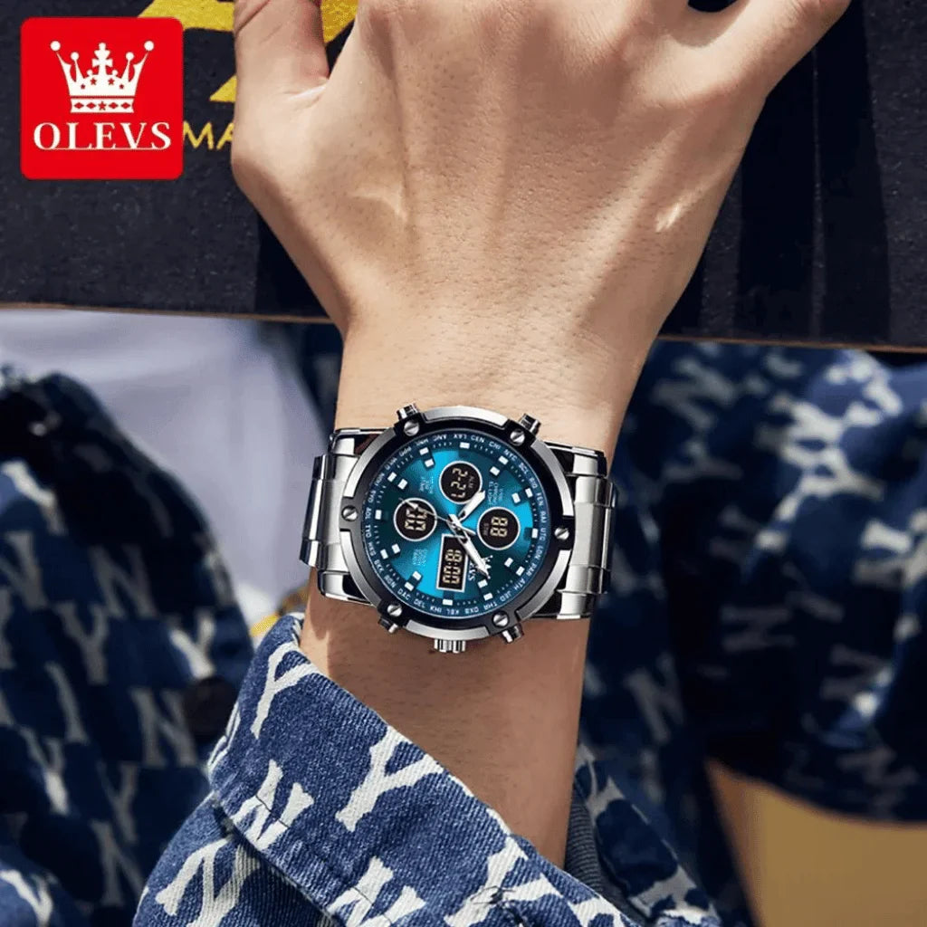 Olevs Montre Homme Chronographe Toulon | Bleue